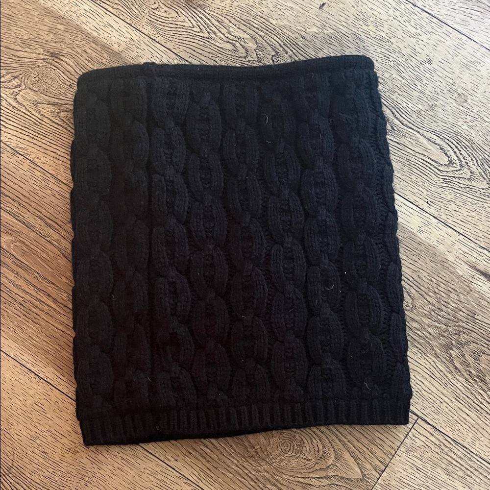 Elegant Black soft Cable Knit scarf/ hands warmer